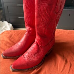 Lane Cowboy Red Leather Boots